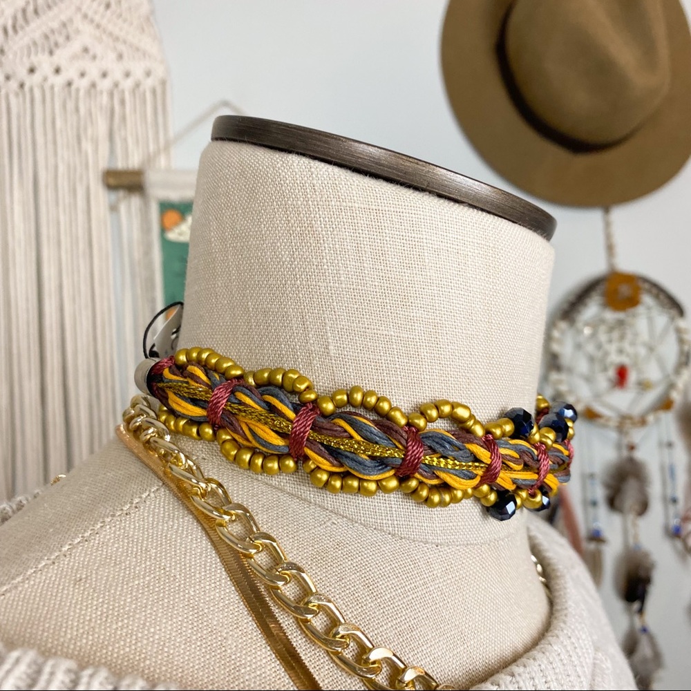 Cocobelle Anthropologie Stella Beaded Tassel Tie Choker Headband - Picture 11 of 14
